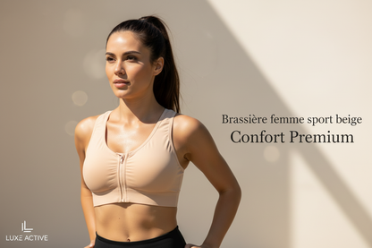Brassière femme sport beige Confort Premium