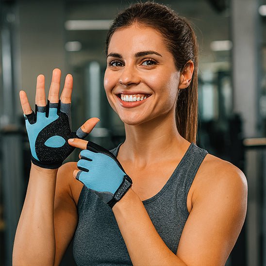 Gant musculation performance grip Goproenergy bleu ciel