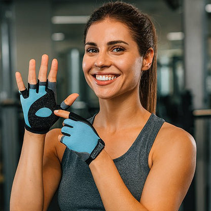 Gant musculation performance grip Goproenergy bleu ciel