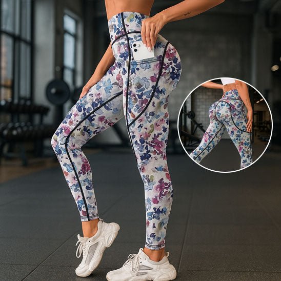 Legging femme sport | FitBreath - Goproenergy flower blue